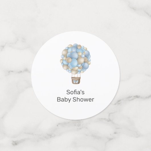 ブルーホットエアバルーン赤ちゃんシャワー コンフェッティ (スモール正面)