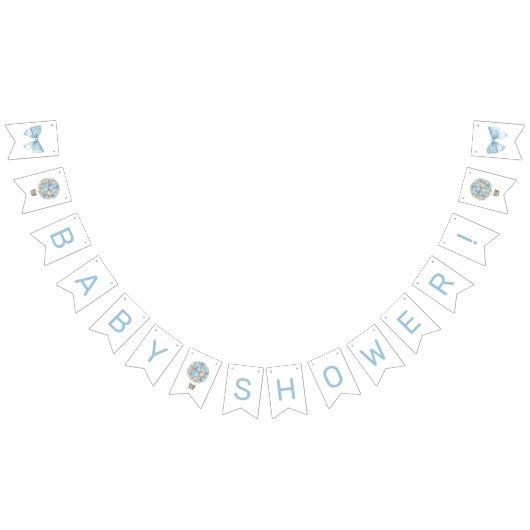 ブルーホットエアバルーン赤ちゃんシャワー バンティングフラッグ (全)