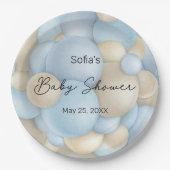 ブルーホットエアバルーン赤ちゃんシャワー ペーパープレート (正面)