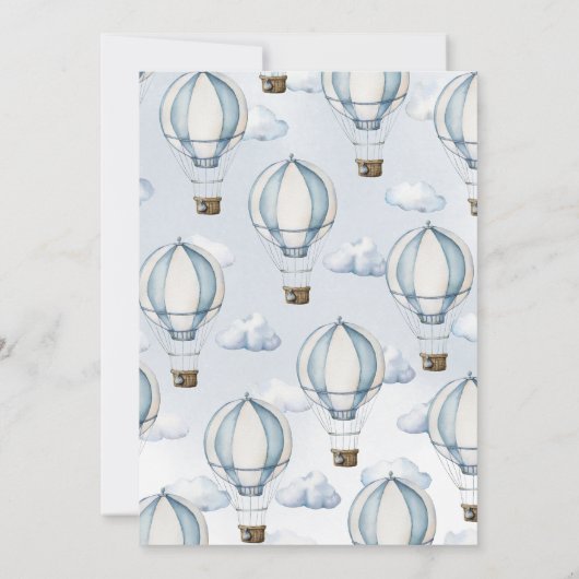 ブルーホットエアバルーン赤ちゃんシャワー 招待状 (裏面)