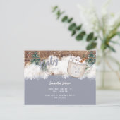 ブルーホットチョコ素朴ベビーコールドシャワー ポストカード (スタンド正面)