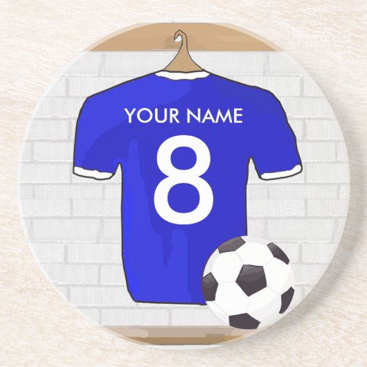 ブルーホッパーソナライズされたトフットボールのジャージー コースター (正面)