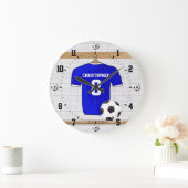 ブルーホッパーソナライズされたトフットボールのジャージー ラージ壁時計 (ホーム)