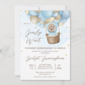 ブルーホテイアバルーンバーリーウェイベビーシャワー 招待状 (正面)