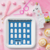 ブルーホテル建物 ペーパープレート (パーティー)