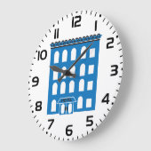 ブルーホテル建物 ラージ壁時計 (傾斜)