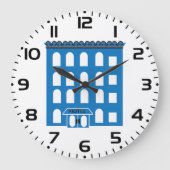 ブルーホテル建物 ラージ壁時計 (正面)