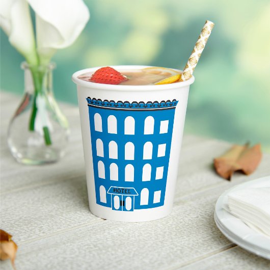 ブルーホテル建物 紙コップ