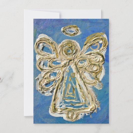 ブルーホリデーエンジェルカスタム招待状または招待状 招待状 (正面)