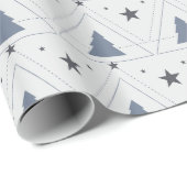 ブルーホリデーツリーアンドスターラッピング紙 ラッピングペーパー (ロールコーナー)