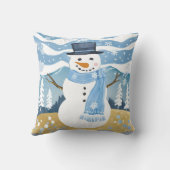 ブルーホリデー雪だるまクリスマスウィンター クッション (裏面)