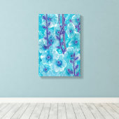 ブルーホリホックマローマルバフラワー絵画ズ キャンバスプリント (インサイチュ (ウッドフロア))