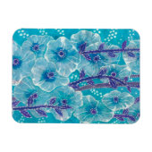 ブルーホリホックマローマルバフラワー絵画ズ マグネット (横)