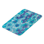 ブルーホリホックマローマルバフラワー絵画ズ マグネット (左側)