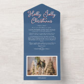 ブルーホリーすてきクリスマスフォーフォトファミリーニュース オールインワン招待状 (内側)