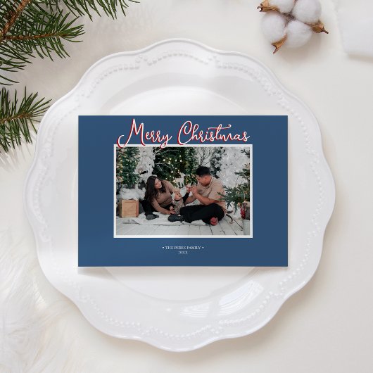 ブルーホリーすてきメリークリスマスの写真と手紙 シーズンカード