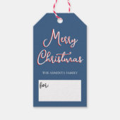 ブルーホリーすてきメリークリスマスファミリー名 ギフトタグ (正面)