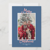 ブルーホリーすてきメリークリスマス家族の写真 シーズンカード (正面)