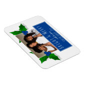 ブルーホリーベリー植物の葉フォトクリスマス マグネット (右側)