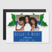 ブルーホリーベリー植物離れのクリスマスフォトカード (正面/裏面)