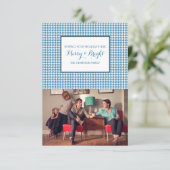 ブルーホリ千鳥格子のデーフォトカード 招待状 (スタンド正面)