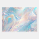 ブルーホログラフィックオパール金ゴールドグリッターメイクアップ、美しい ラッピングペーパーシート (正面3)