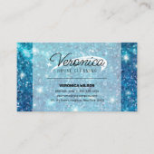 ブルーホログラフィックテクスチャメイドクリーニングサービス 名刺 (正面)