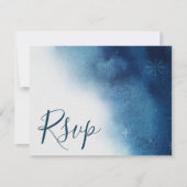 ブルーホワお洒落イトスノーフレーク結婚ズ 出欠カード (正面)