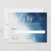 ブルーホワお洒落イトスノーフレーク結婚ズ 出欠カード (裏面)