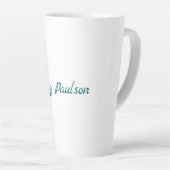 ブルーホワイトあなたの名前の特別なミニマユニークリスト カフェラテマグ (右アングル)