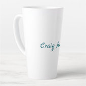 ブルーホワイトあなたの名前の特別なミニマユニークリスト カフェラテマグ (左アングル)