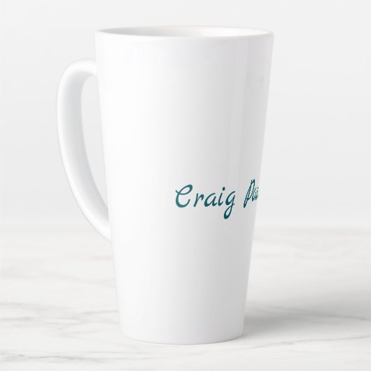 ブルーホワイトあなたの名前の特別なミニマユニークリスト カフェラテマグ (左アングル)