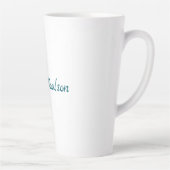 ブルーホワイトあなたの名前の特別なミニマユニークリスト カフェラテマグ (右)