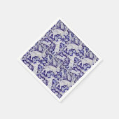 ブルーホワイトおもしろいバニーラビットタイルペイズリーガーデン スタンダードカクテルナプキン (角)