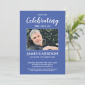 ブルーホワイトお祝いの記念写真 招待状 (スタンド正面)