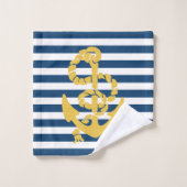 ブルーホワイトとイエローセーリングいかりビーチをテーマ バスタオルセット (ウォッシュタオル)