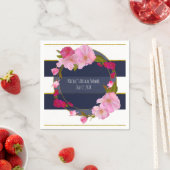 ブルーホワイトと金ゴールドモダンフローラシックGlamパーティー スタンダードカクテルナプキン (インサイチュ)