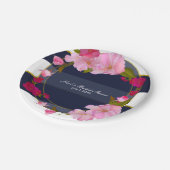 ブルーホワイトと金ゴールドモダンフローラシックGlamパーティー ペーパープレート (アングル)