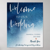 ブルーホワイトのスノーフレークが我々の手に結婚届く ポスター (正面)