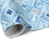 ブルーホワイトろうけつ染めスクエアジュエル ラッピングペーパー (ロールコーナー)