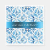 ブルーホワイトろうけつ染めフローラブライダルシャワー スタンダードランチョンナプキン (正面)