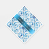 ブルーホワイトろうけつ染めフローラブライダルシャワー スタンダードランチョンナプキン (角)