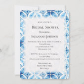 ブルーホワイトろうけつ染めフローラブライダルシャワー 招待状 (正面)