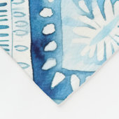 ブルーホワイトろうけつ染めマス フリースブランケット (角)