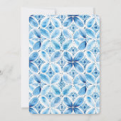 ブルーホワイトろうけつ染め結婚フローラ 招待状 (裏面)