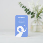 ブルーホワイトアクロバティック飛行機シルエットスタントパイロット 名刺 (スタンド正面)