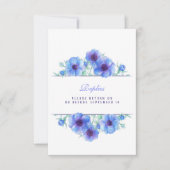 ブルーホワイトアネモン結婚フローラのQR返信RSVP 出欠カード (正面)