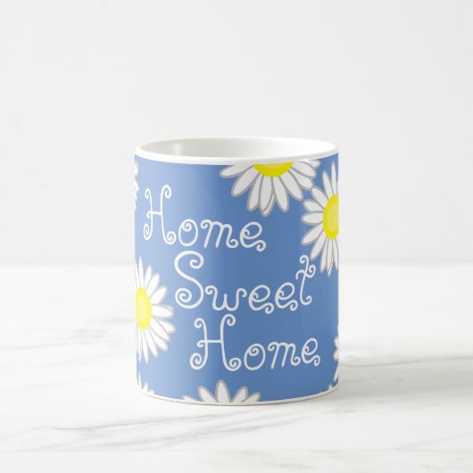 ブルーホワイトアンドイエローホームスウィートホームデイジー コーヒーマグカップ (中央)
