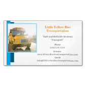 ブルーホワイトイエロースクールバスドライバー マグネット名刺 (正面)