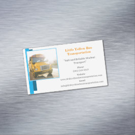 ブルーホワイトイエロースクールバスドライバー マグネット名刺